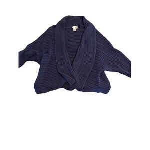 Soft Surroundings Navy Blue Open Front Knit Cardigan Sweater Waterfall Size 1X